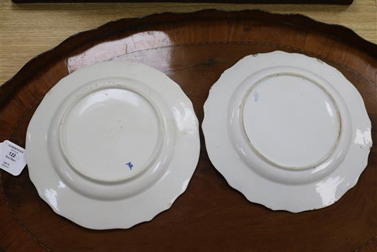 A set of five Oude Amstel (Dutch) dishes, painted with sprigs of peony blossom, blue on white